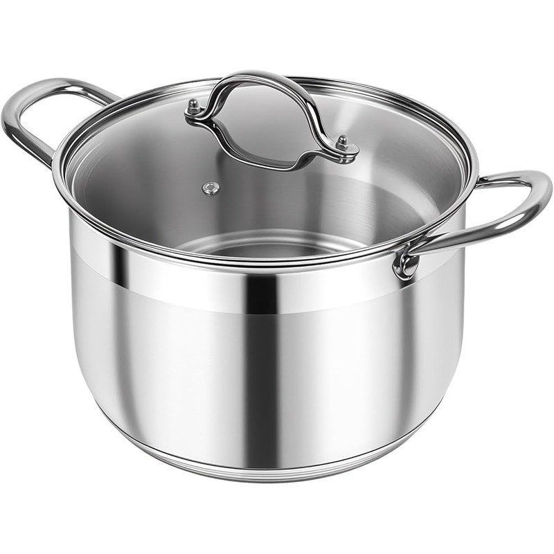 12Qt Stainless Steel Stockpot W/ Lid Nonstick Interior Riveted Handles Cookware