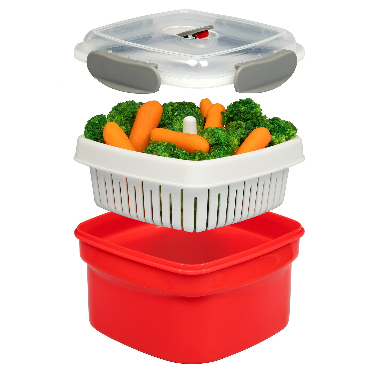 Microwave Food Steamer for Vegetables – 3 PC Microwavable Cooker with Storage…