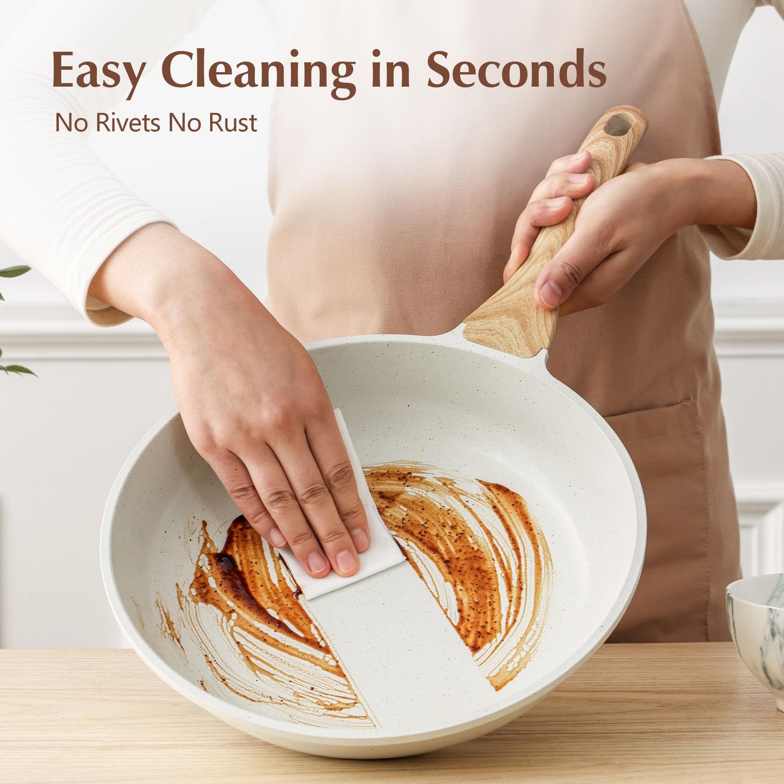 12.5 Inch Nonstick Ceramic Frying Pan With Lid Induction Compatible Kitchen S…