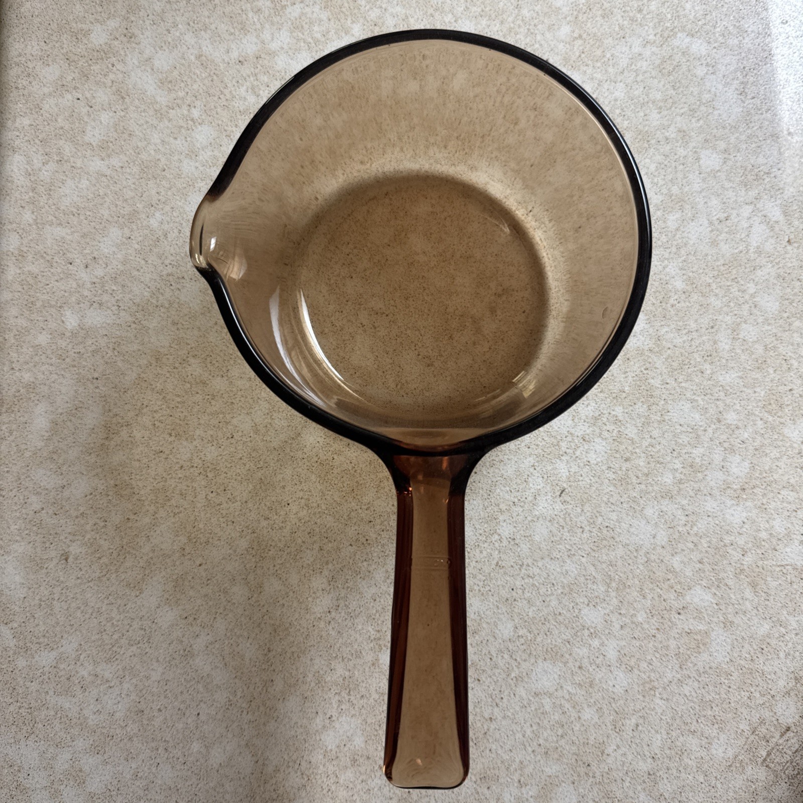 Vintage Corning Amber Vision Ware 1 Liter Sauce Pan Pot Pour Spout No Lid USA
