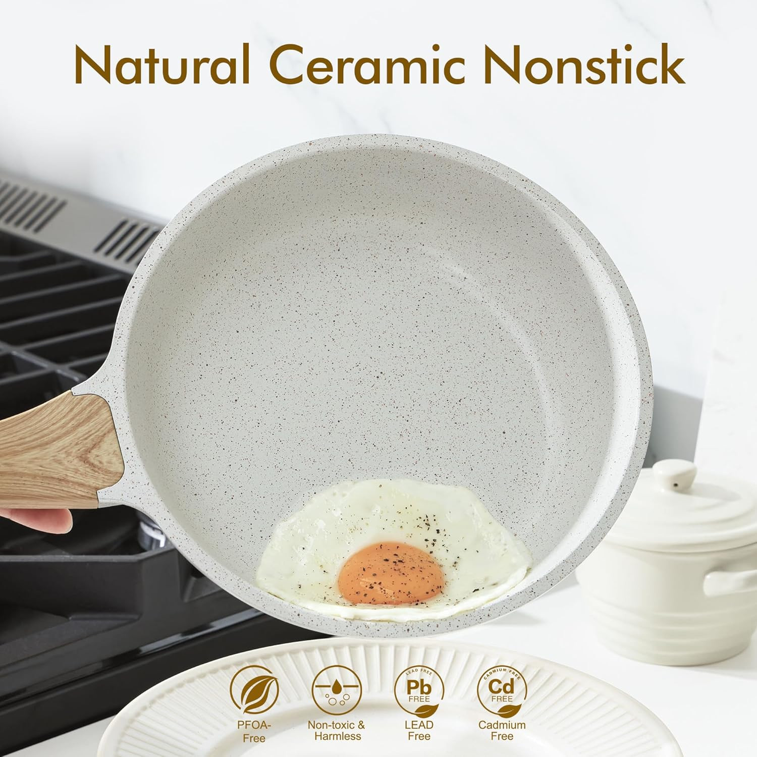 SENSARTE Nonstick Ceramic Frying Pan Skillet, 8-Inch Omelet Pan, Healthy Non Tox