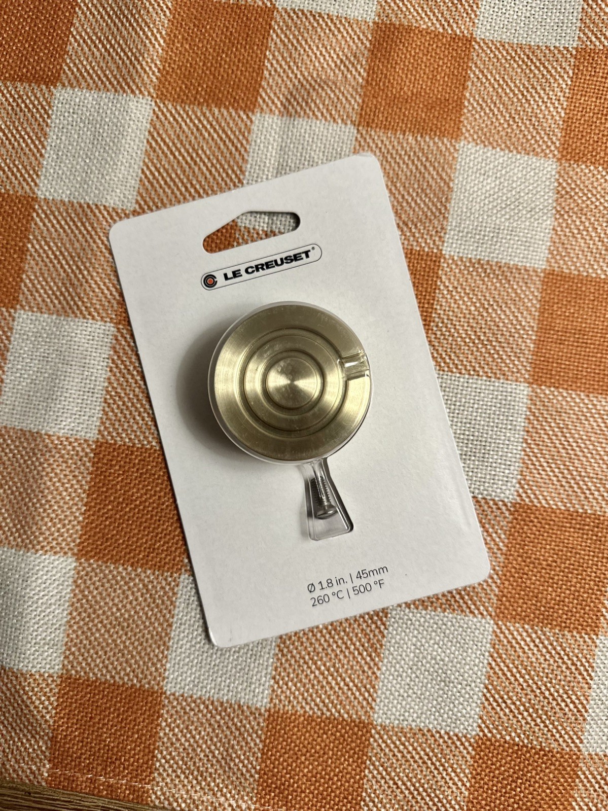 BNIB Le Creuset 100th Anniversary Crucible Knob 45mm Light Gold Stainless Steel