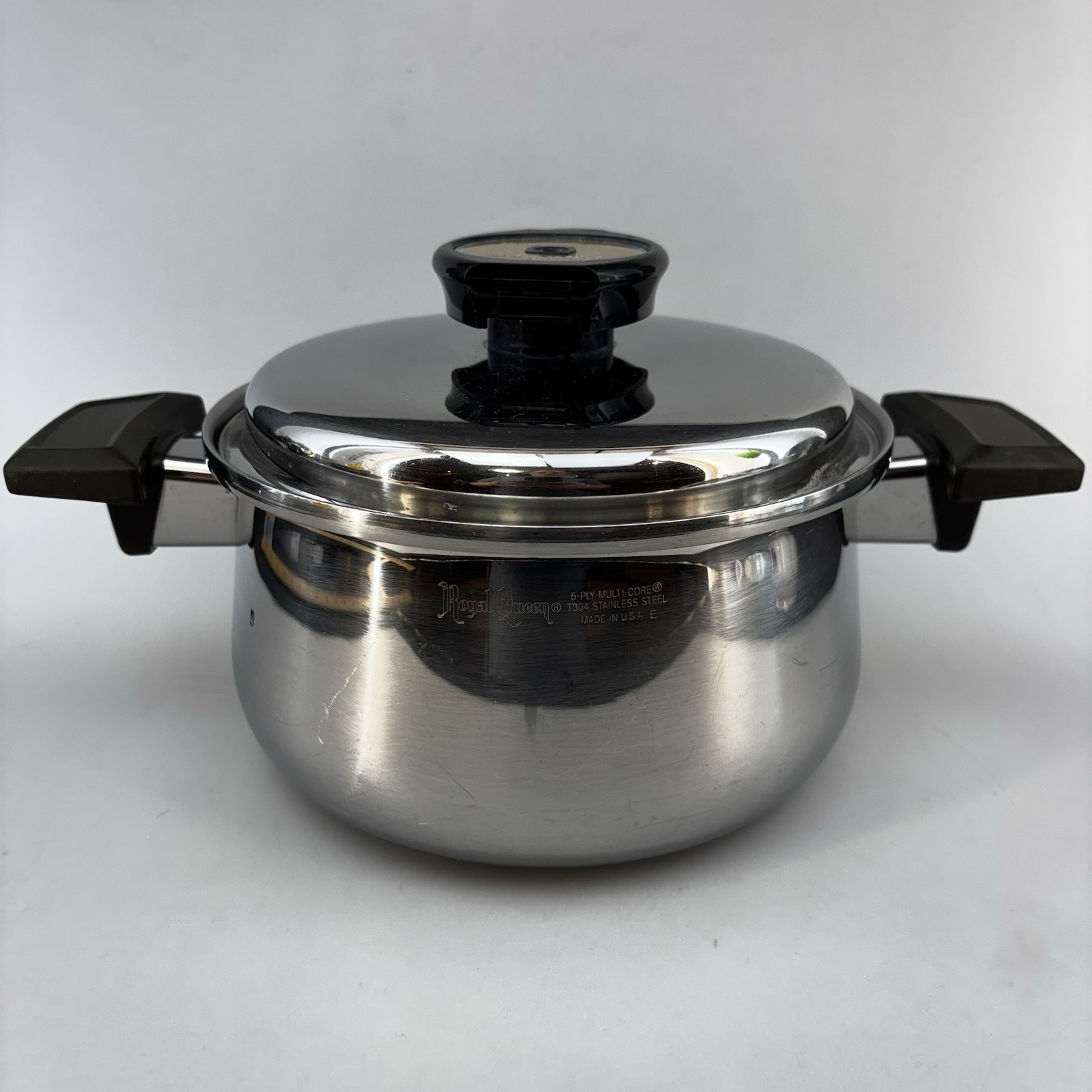 Royal Queen Temp Tone Plus 8” Stock Pot / Lid 5 Ply Stainless Steel Multi Core