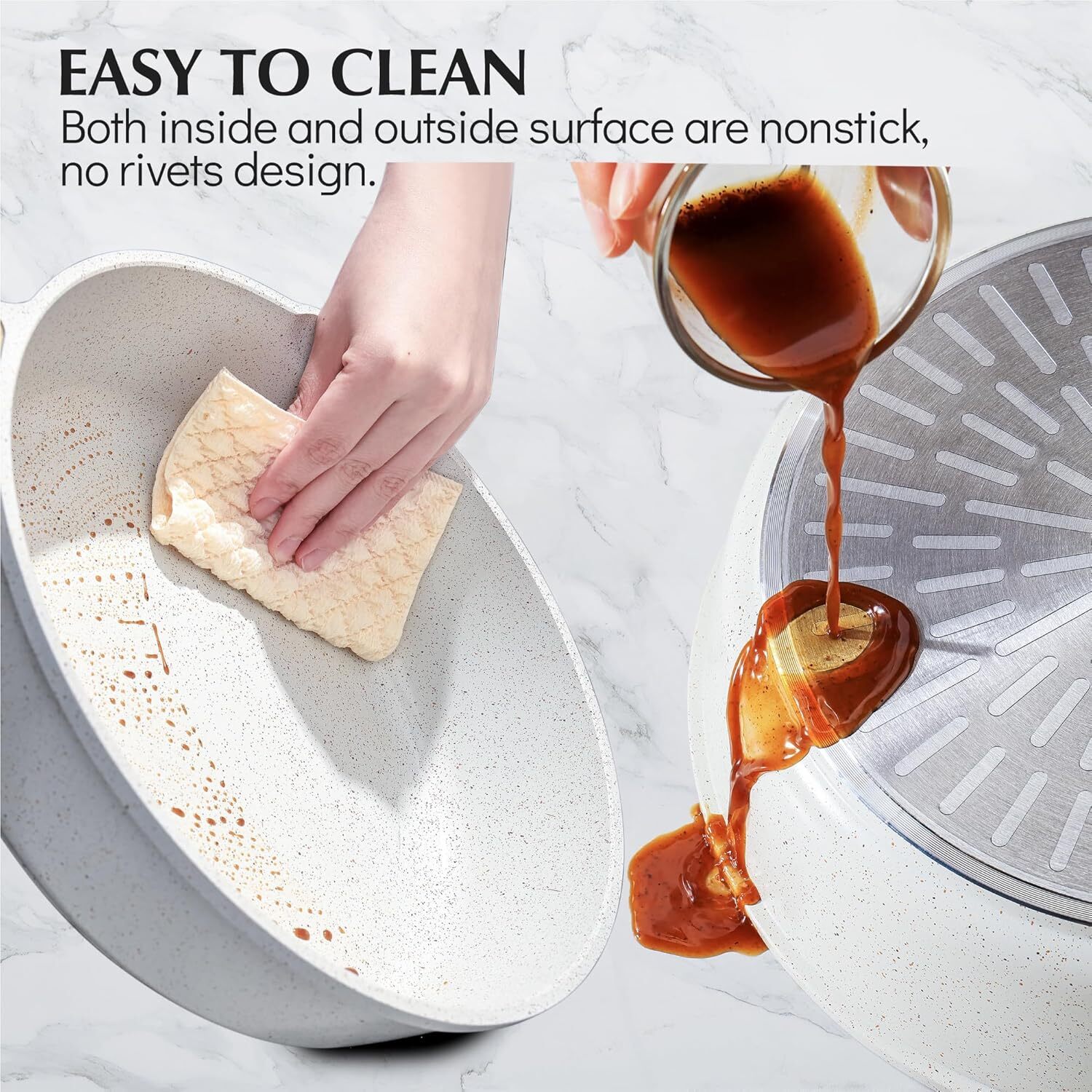 SENSARTE Nonstick Ceramic Saute Pan 12-Inch, Non-toxic Deep Frying Pan Skillet w