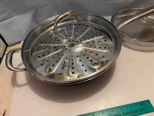JUMBO 5 QT SAUTEING/ FRYING / STEAMER 12″ COVD PAN W/ STAINLESS STEEL INSERTS