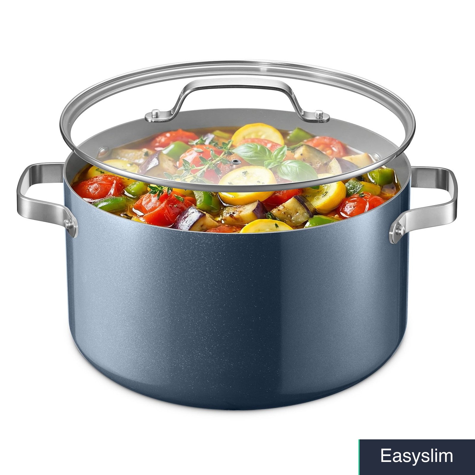 Stock Pot 12.5 Quart Ceramic Nonstick Blue Aluminum Oven Safe 500F All Stove