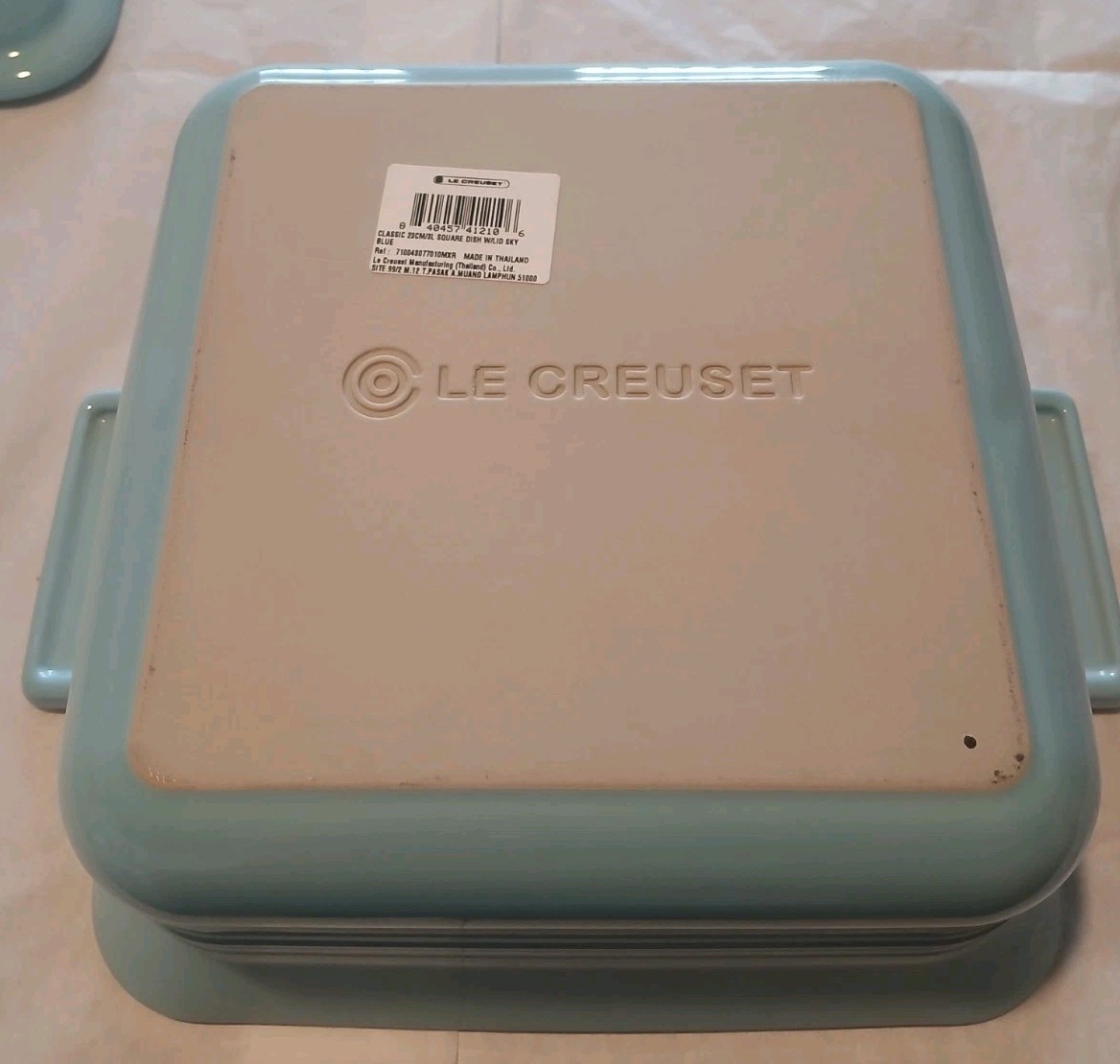 Le Creuset Seconds Stoneware 23cm/3L Square Casserole Dish with Lid, Sky Blue