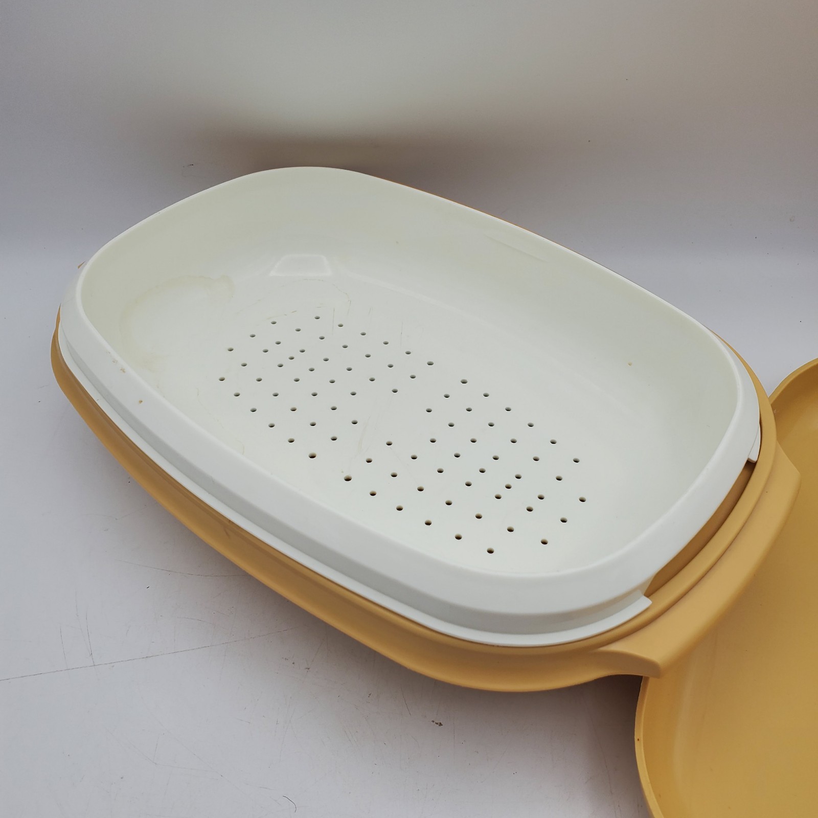VTG Tupperware Steamer 3 Piece Harvest Gold Microwave Vegetable Microwave Cooker