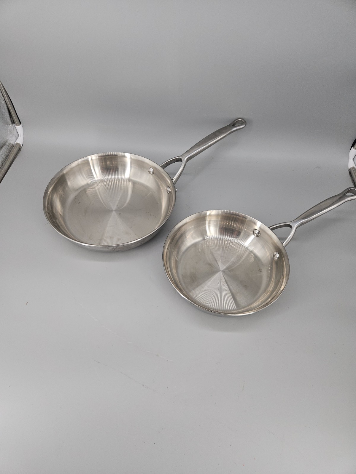 BonJour Stainless Steel Polished Clad 10″ 8.5″ Frying Pan Lot X2 Mirror Finish