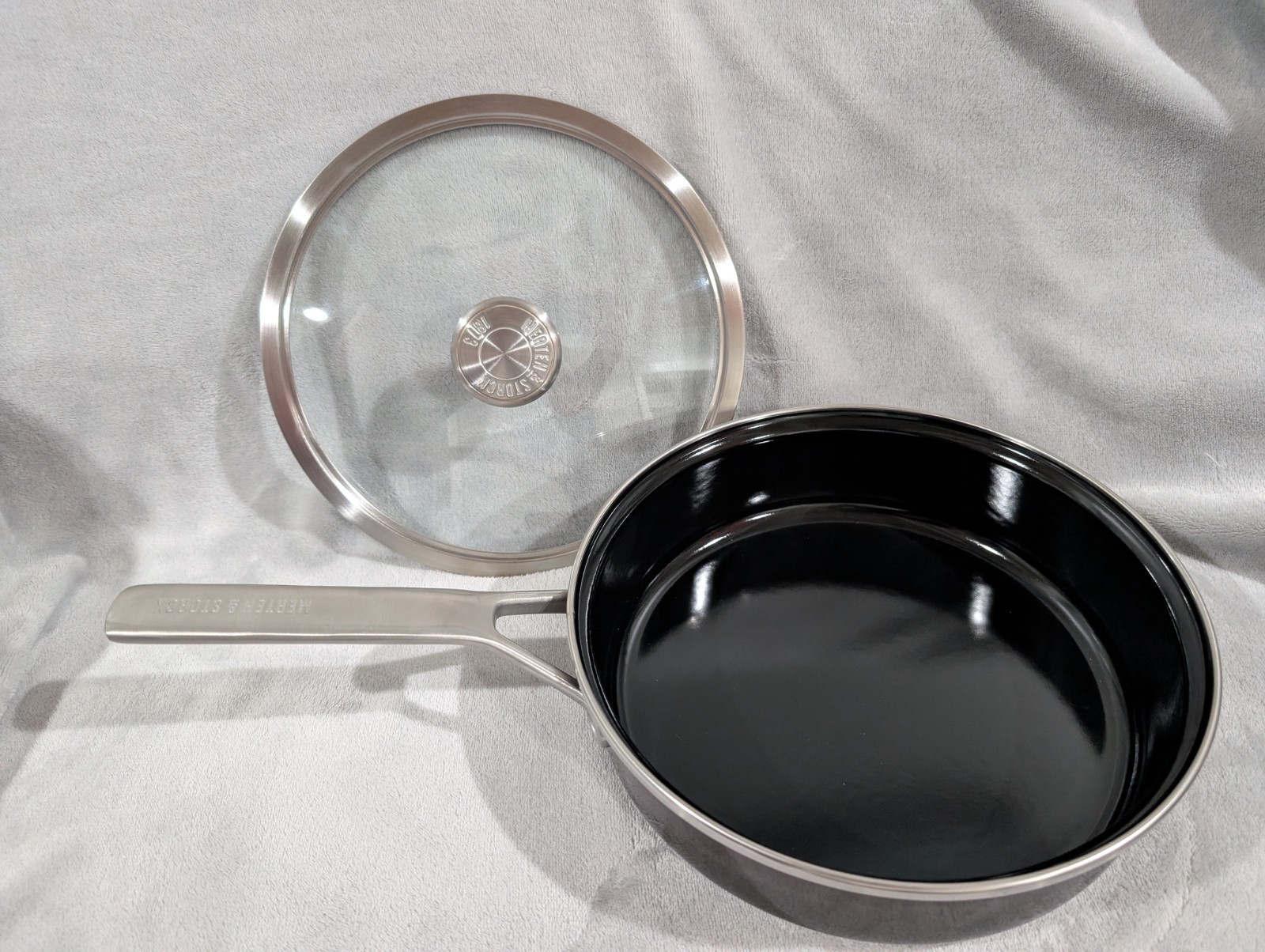 Merten & Storck Steel Core Enameled 3QT Sauté Pan with Lid In Chocolate Truffle