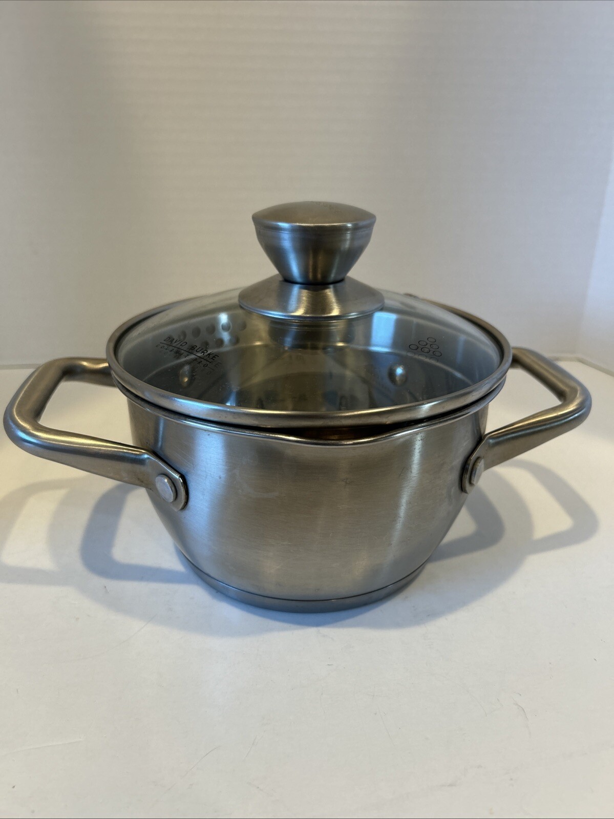 David Burke Regency 1.6 Qt Casserole Pot Stainless Steel Pour Spout Strainer