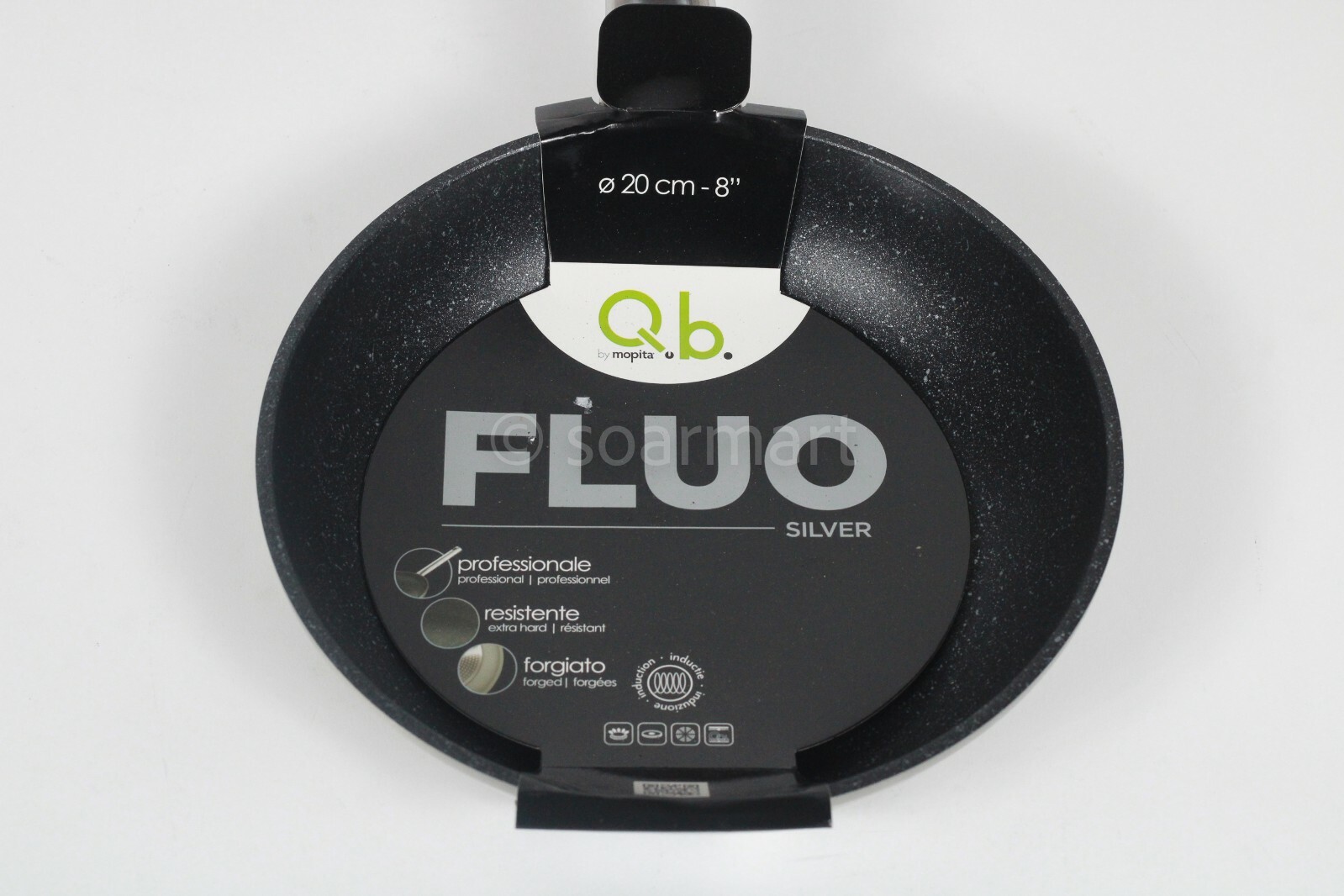 Q.b by Mopita Fluo Frying Pan Nonstick Skillet 8″ Inch Black / Silver New