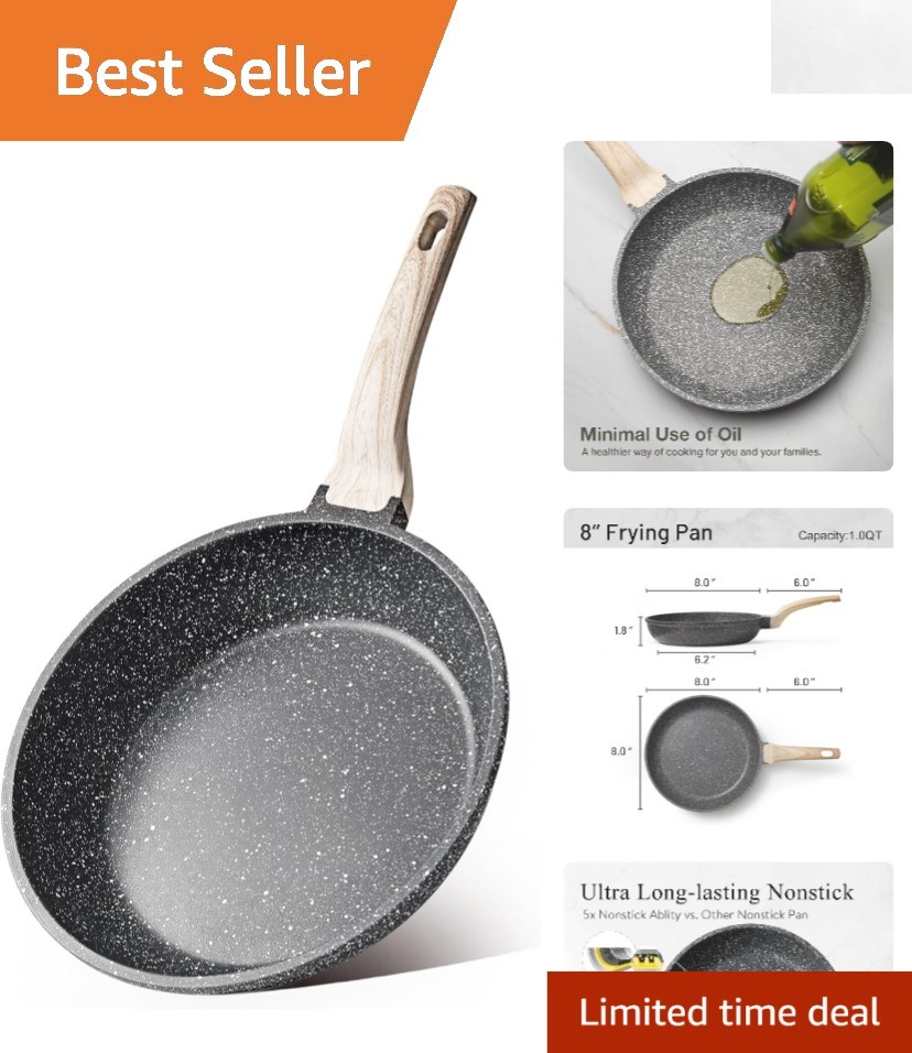 8-Inch PFOA Free Nonstick Frying Pan – Perfect for Searing, Sautéing & Griddling