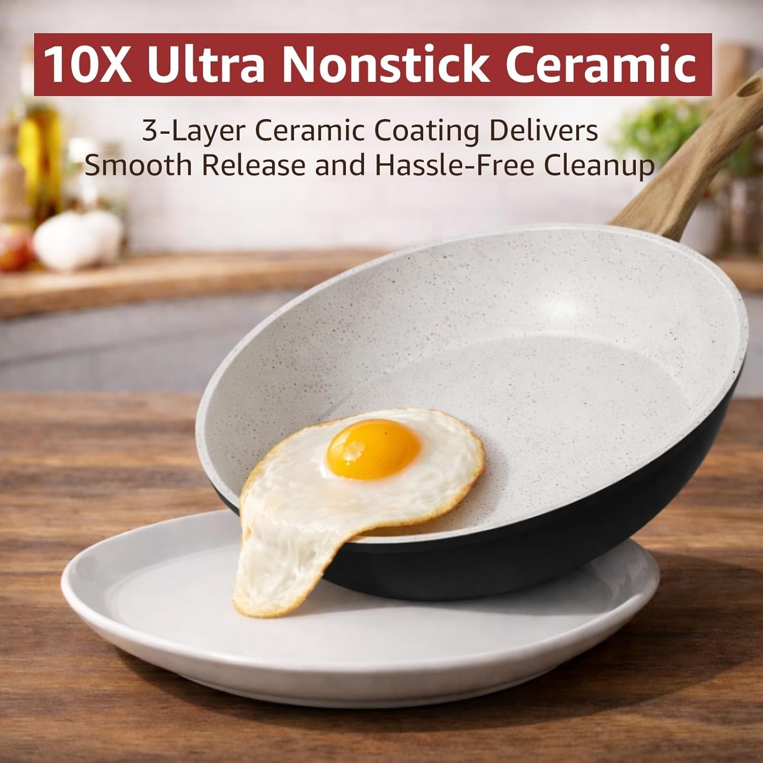 Bazova 24-Pcs Non-Toxic Cooking Set: Durable Ceramic & Titanium-Enhanced Design