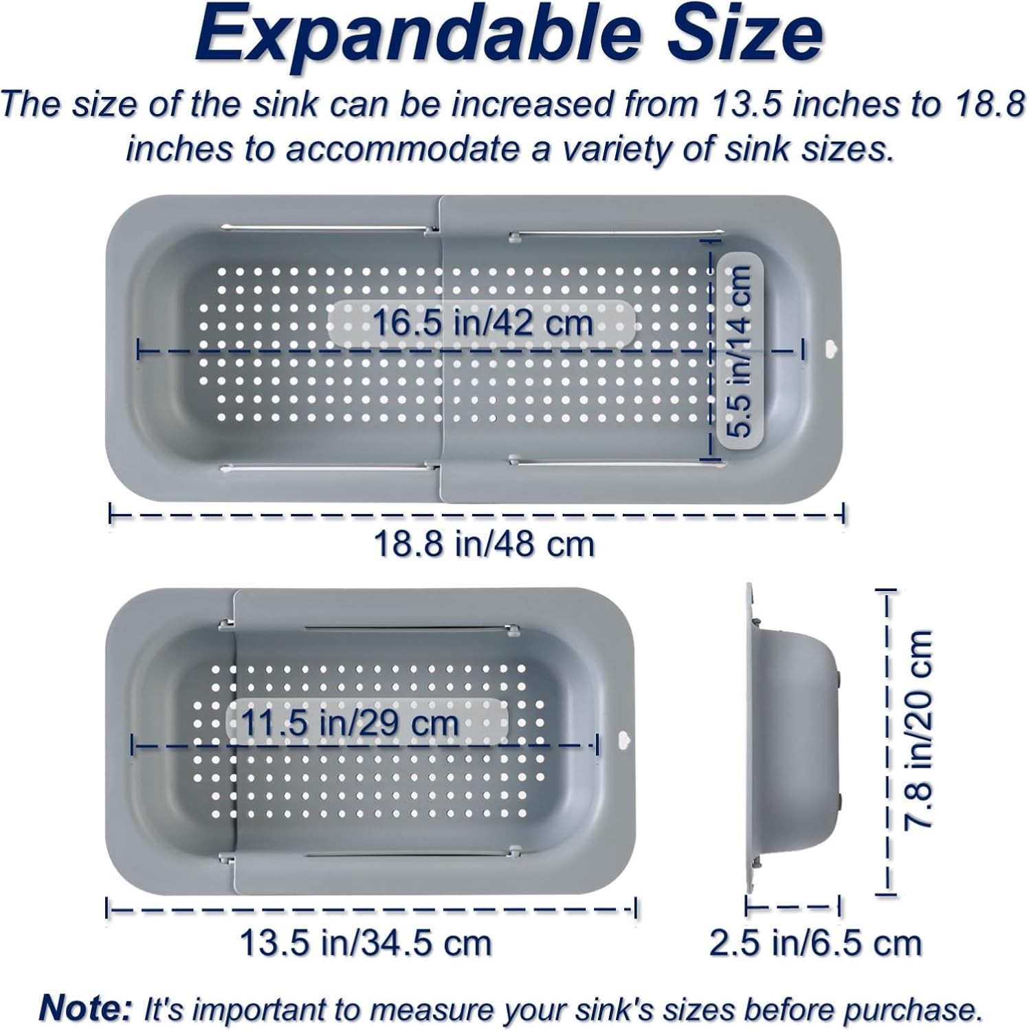 Extendable Sink Colander Strainer Basket – Wash Vetables and Fruits,