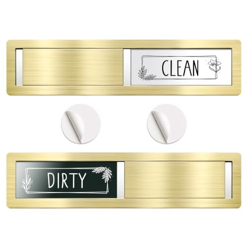 Dishwasher Magnet Clean Dirty Sign, Premium Stainless Steel, Dishwasher Gold