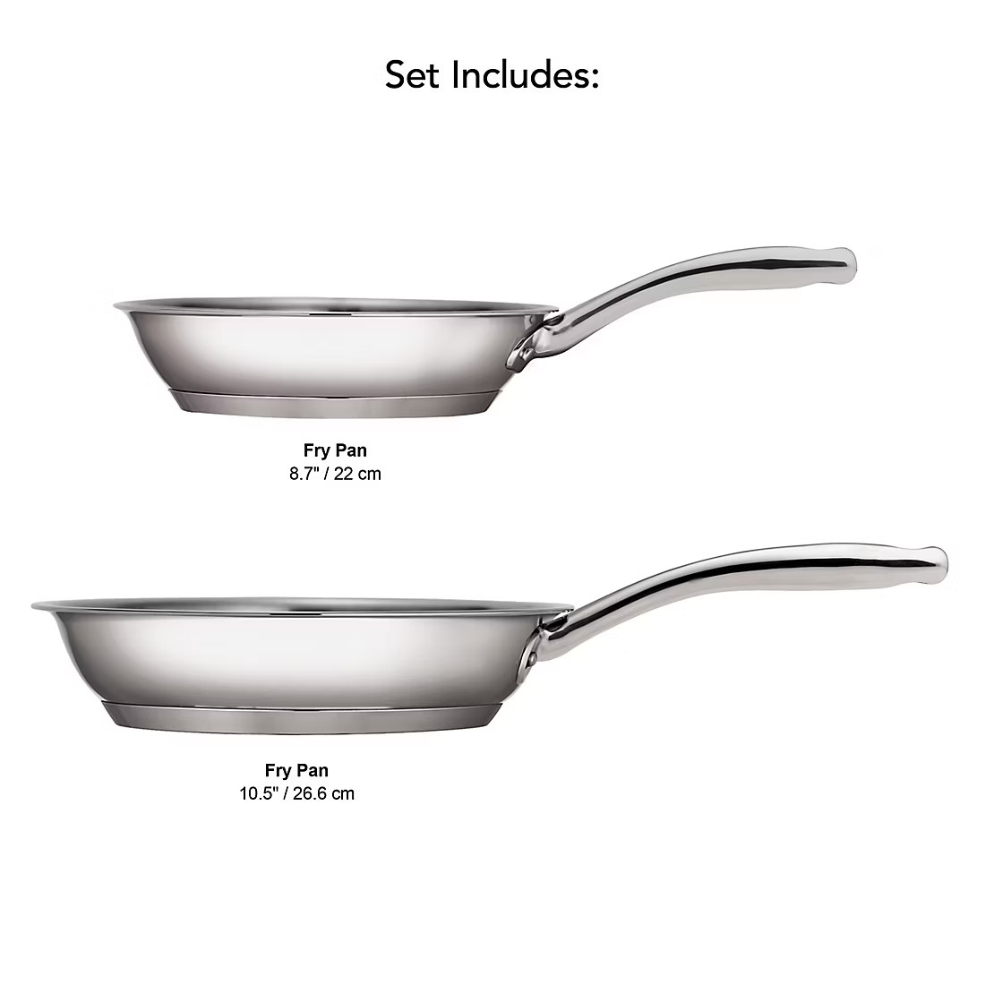 Tramontina 2-Piece Tri-Ply Stainless Steel Fry Pan Set 8.7” & 10.5” Induction