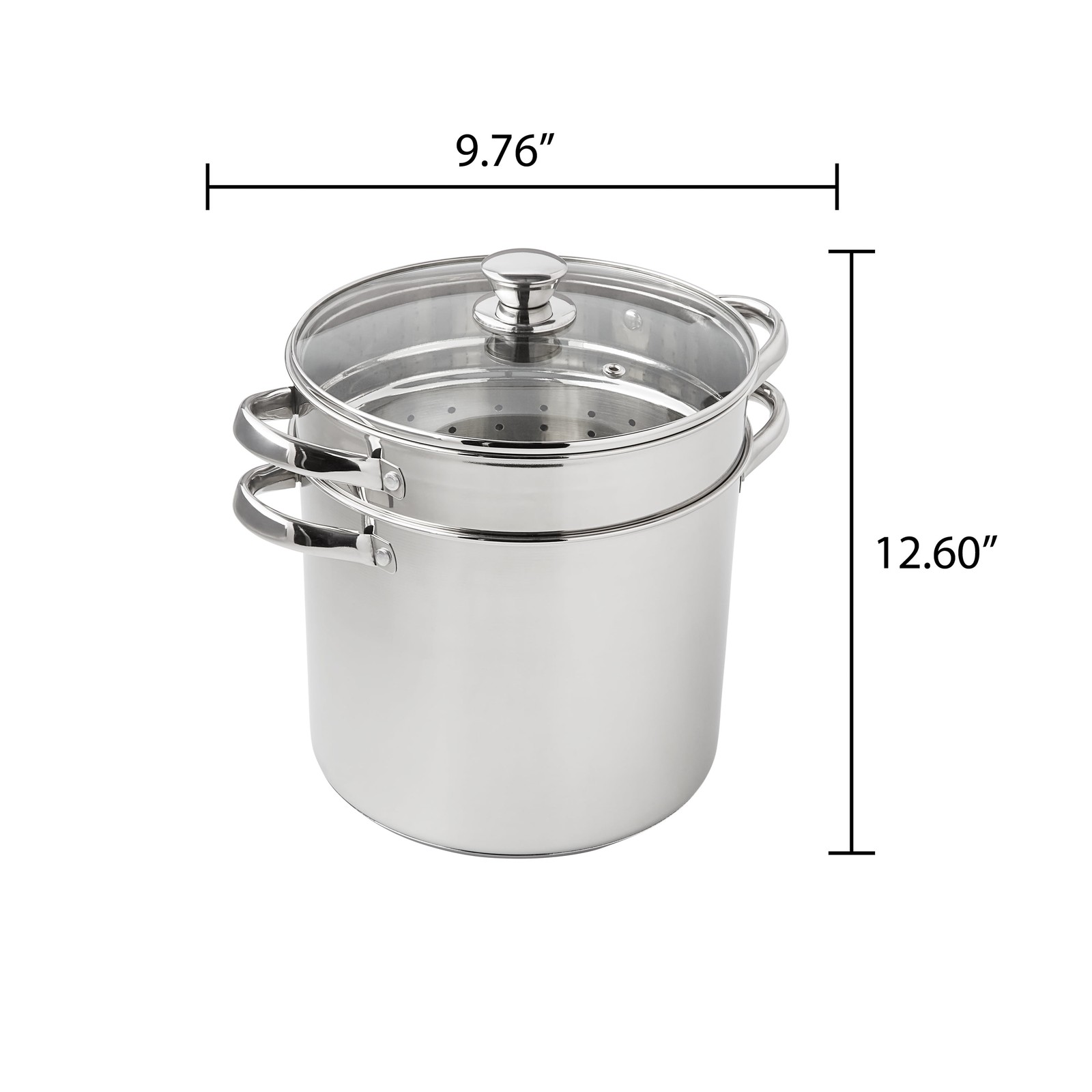 Multi-Cooker Set with Lid 8 Qt Pasta Steam Pot Stainless Steel Steamer Basket
