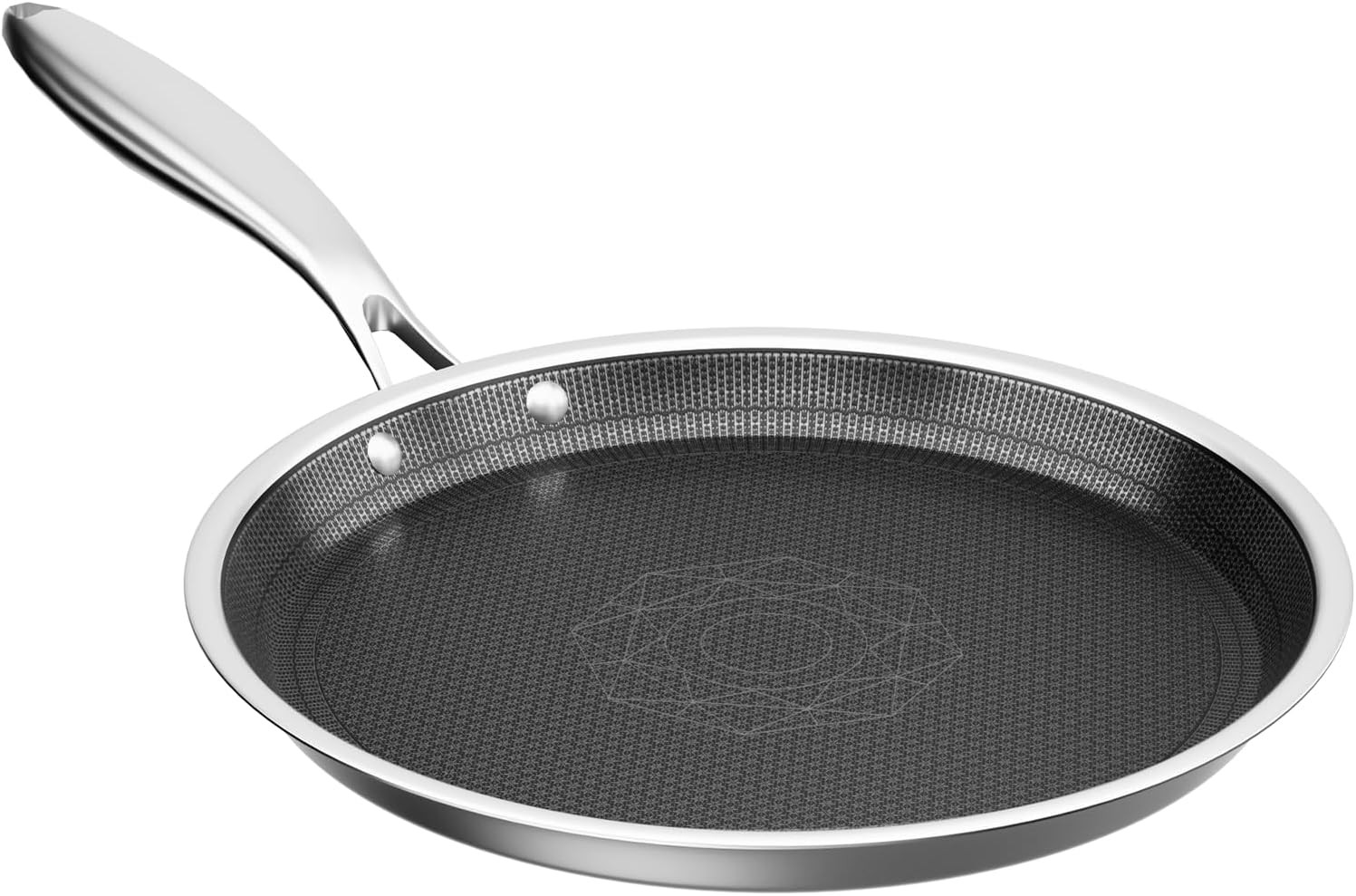 11″ Non-Stick Stainless Steel Griddle Pan with Stay-Cool Handle, Oven Safe