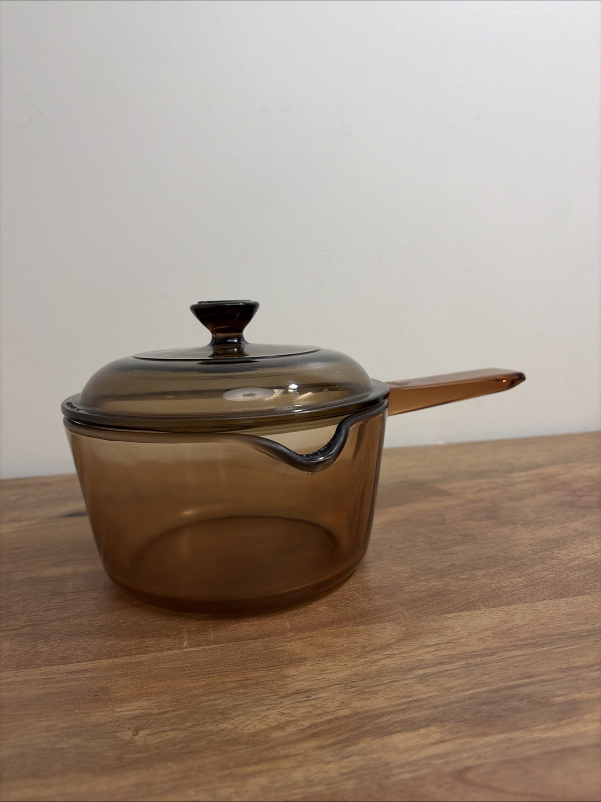 Corning Pyrex Vision Amber Saucepan 1 Liter w Pyrex Lid V-1-C USA Good Condition