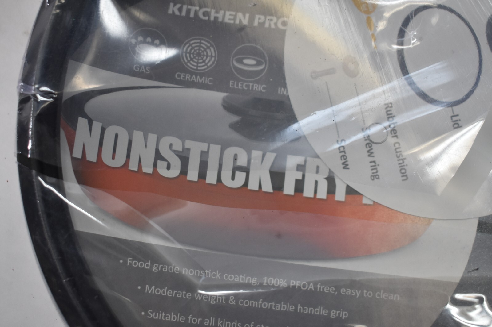 Kitchen Professional Nonstick Fry Pan w Lid NO HANDLE Red/Black 11″ Dia