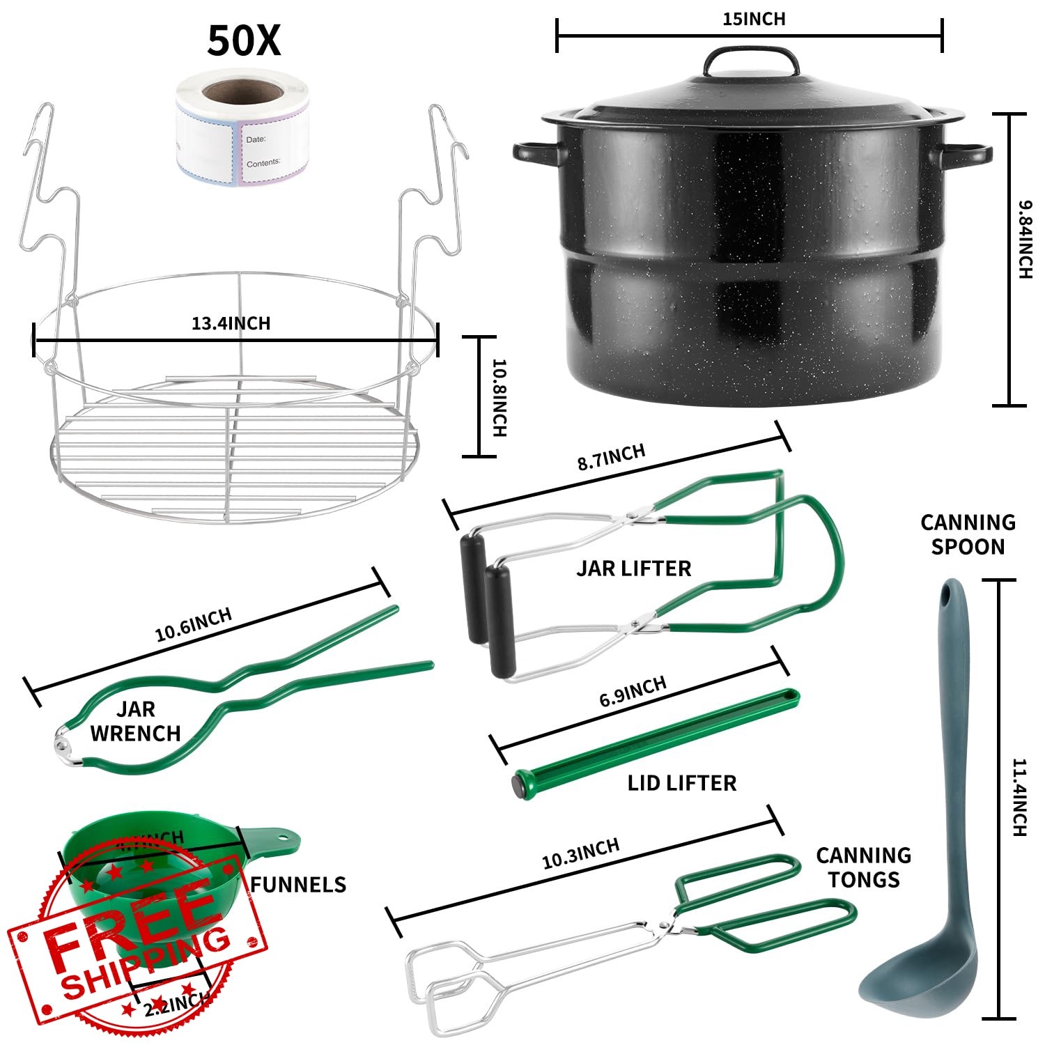 JY COOKMENT 21.5 Qt Canning Pot with Rack and Lid