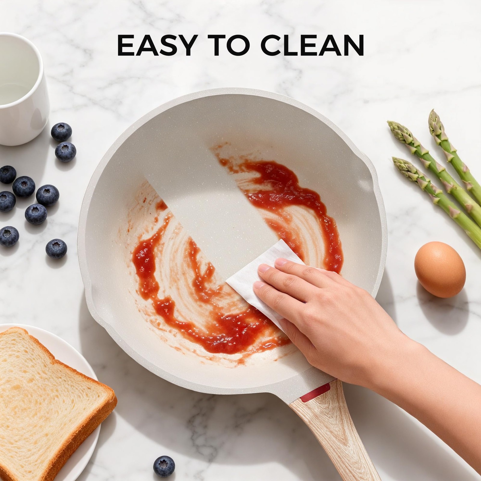 Nonstick Frying Pan Heat-Resistant Handle Ceramic Skillet PFOA Free Cookware