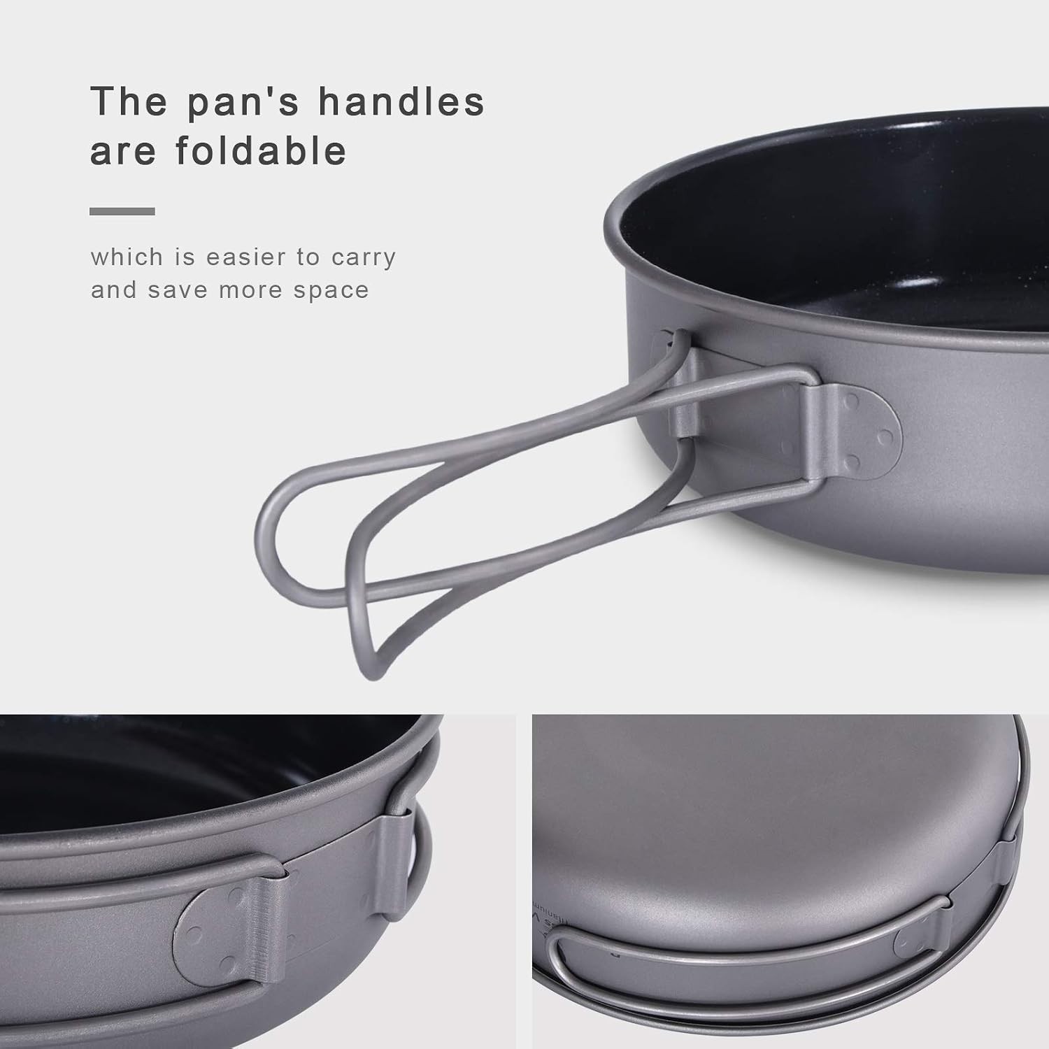 Titanium Non-Stick Frying Pan with Folding Handle Non-Stick Ceramic Coating F…