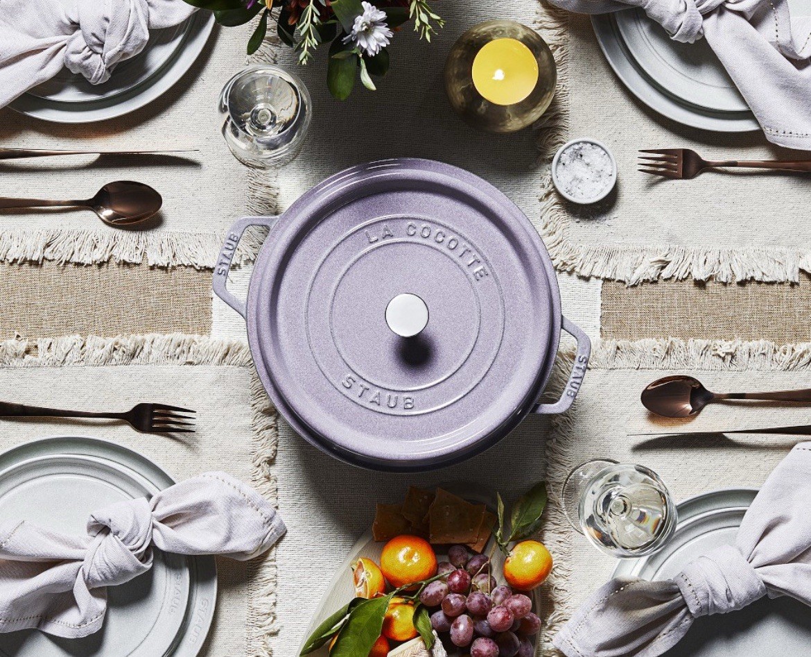 New STAUB Cast Iron Dutch Oven 4 qt Round Cocotte Lilac Made In France NWOB