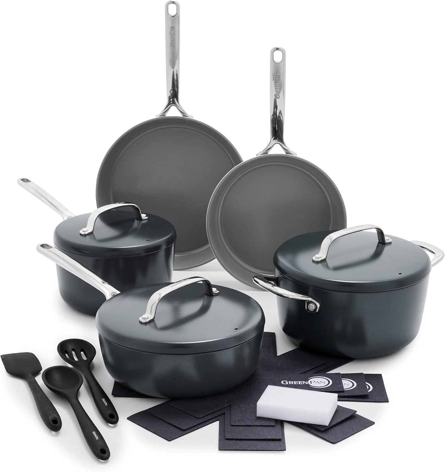 14 Piece Healthy Ceramic Nonstick Cookware Set, Heavy Gauge, Oven Safe