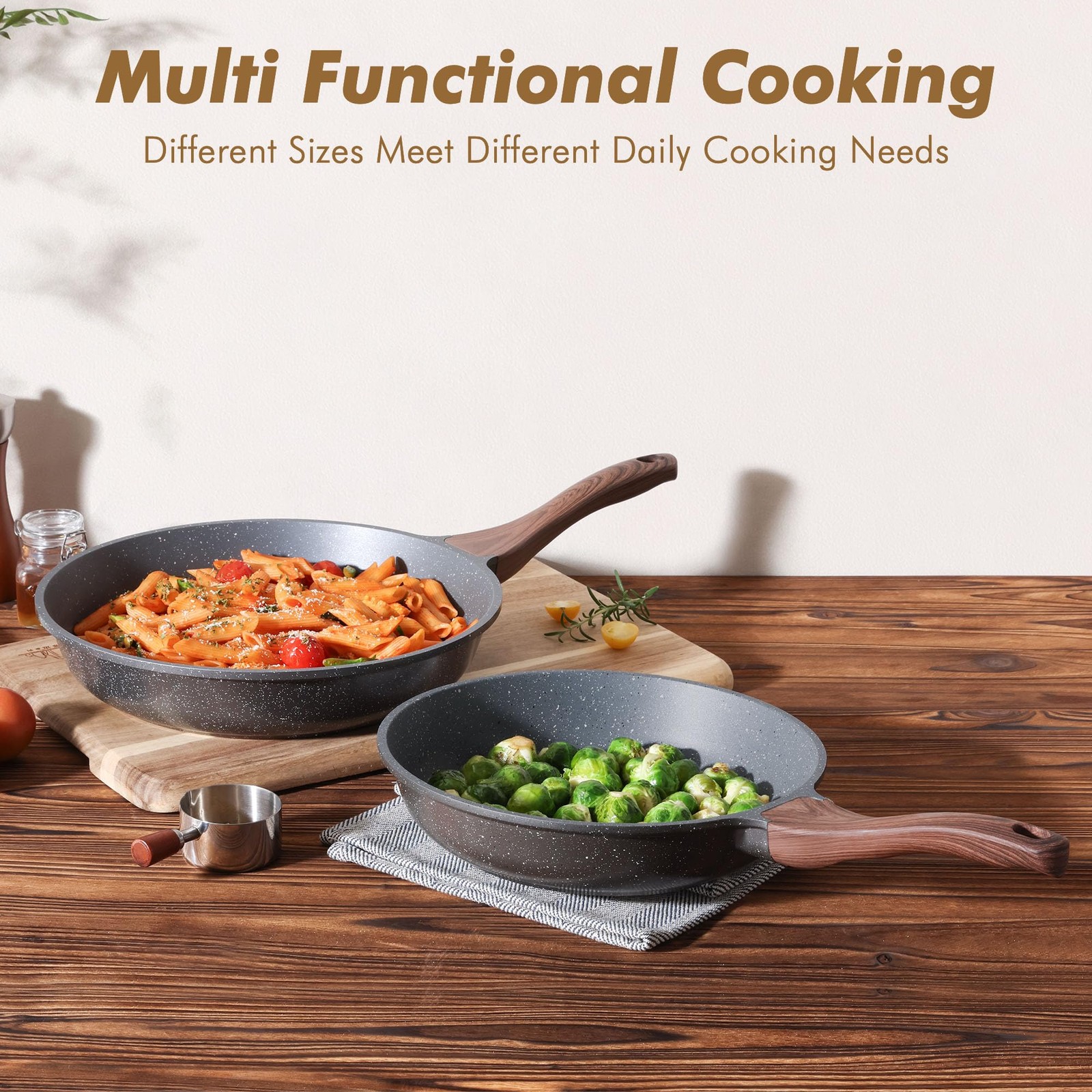Nonstick Frying Pan Skillets, Swiss Granite Coating Omelette Pans, Healthy Co…