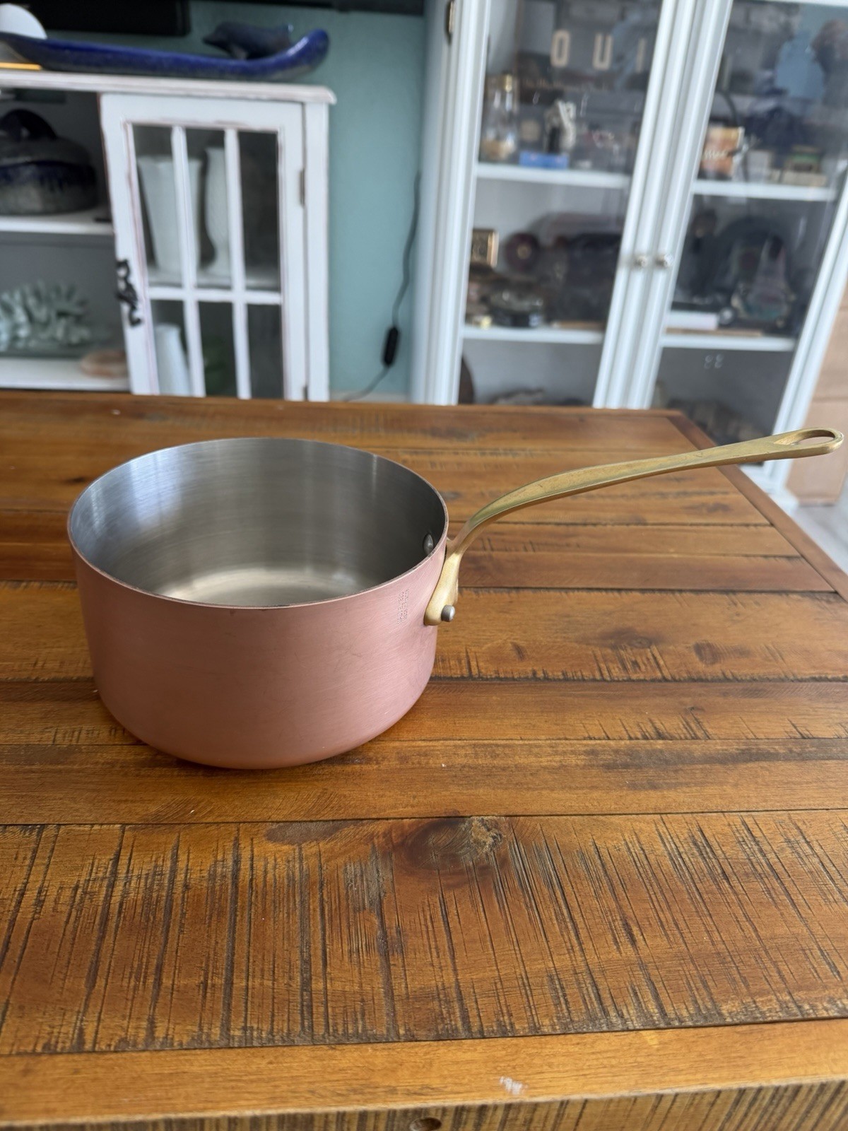 Mauviel 1830 Copper Saucepan 6.5” Stainless Lined Brass Handle Made in France