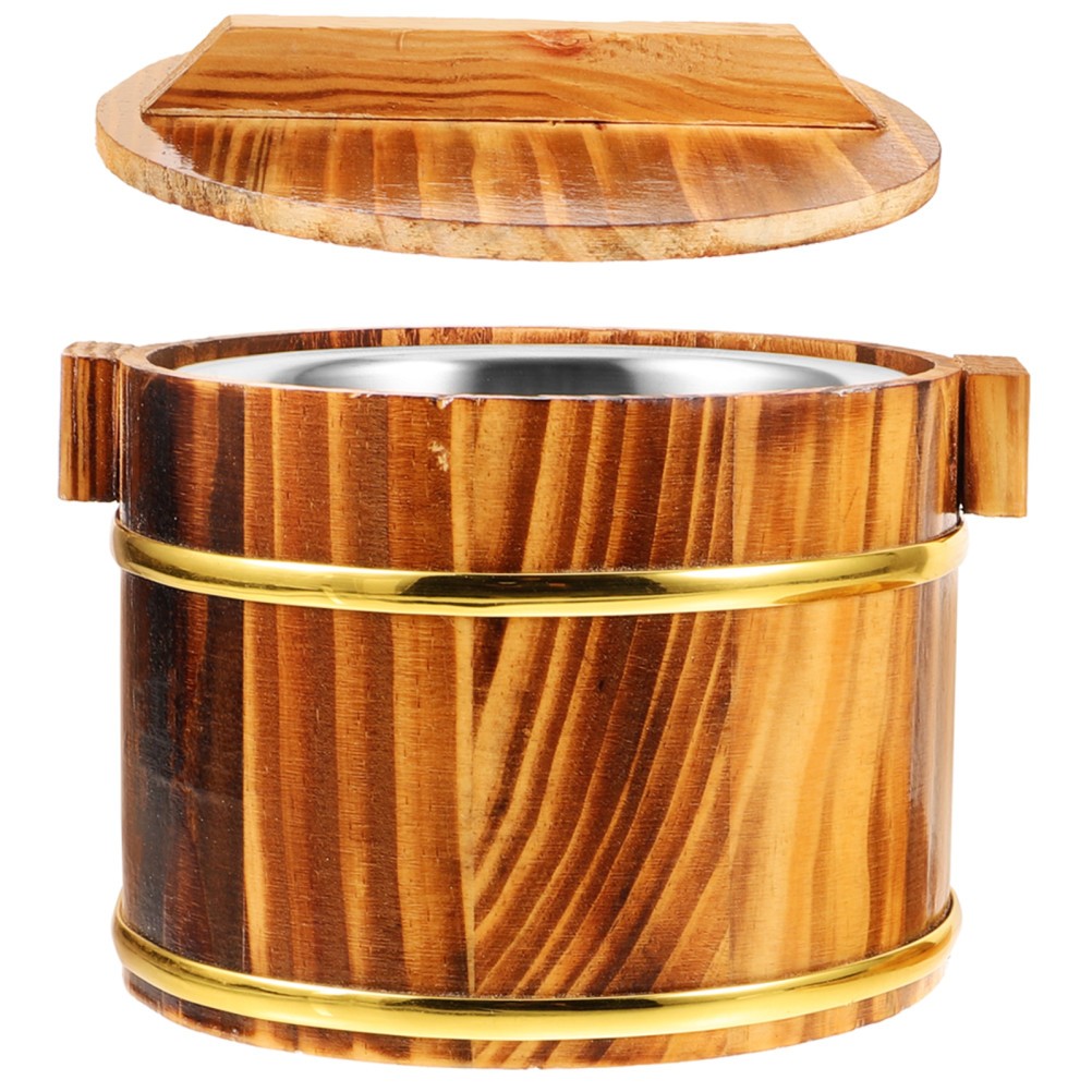 Wooden Rice Bucket Steamer Multi Functional Sushi Rice Mixing Tub 16cm