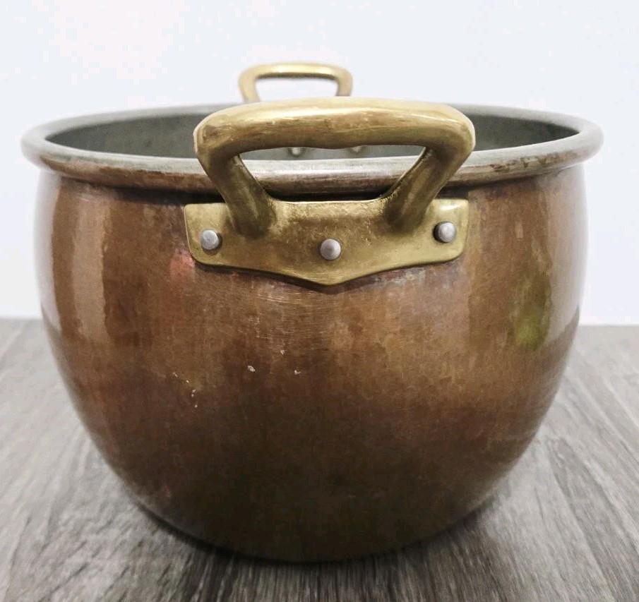 Ruffoni Historia~Hammered Copper Stock Pot 7.5 Qt. Tin Line NO Lid~Italy. READ⚠️