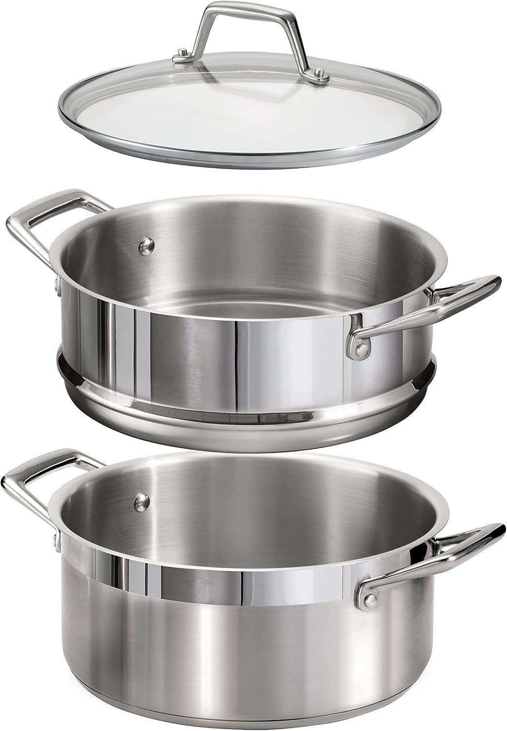 5-Quart Steamer Set Tri-Ply Base Stainless Steel Dutch Oven W/ Steamer Insert
