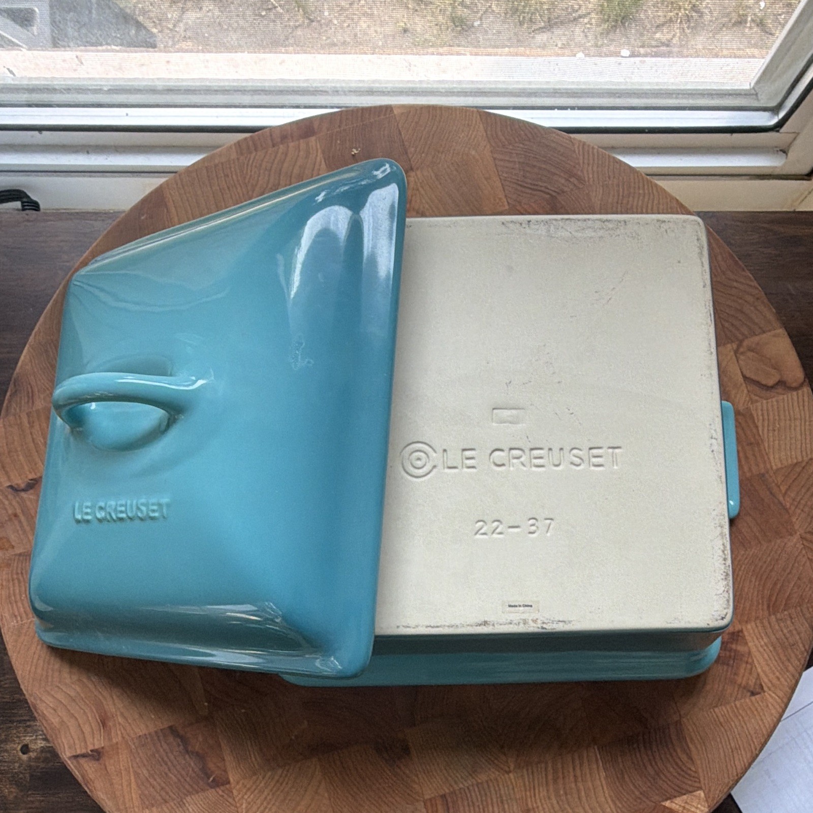 Le Creuset Square Ceramic Casserole Dish w/ Lid 2.2L Blue/Beige 22-37
