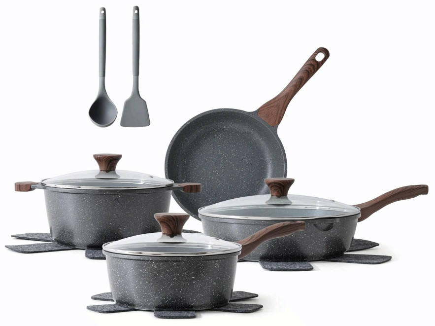 SENSARTE 13PC Nonstick Cookware Set Swiss Granite Induction