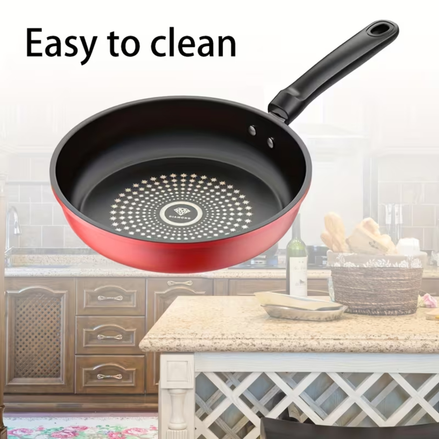9.4″ Honeycomb Nonstick Frying Pan Food-Grade Stainless Steel Skillet w/ Spatula