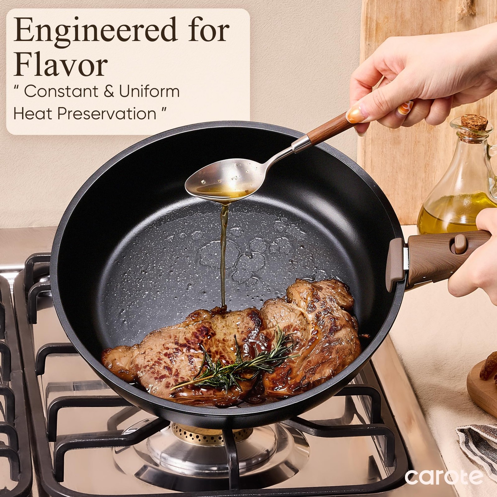 Cookware Set 19pcs Non Stick Detachable Handle Induction Oven Dishwasher Fridge