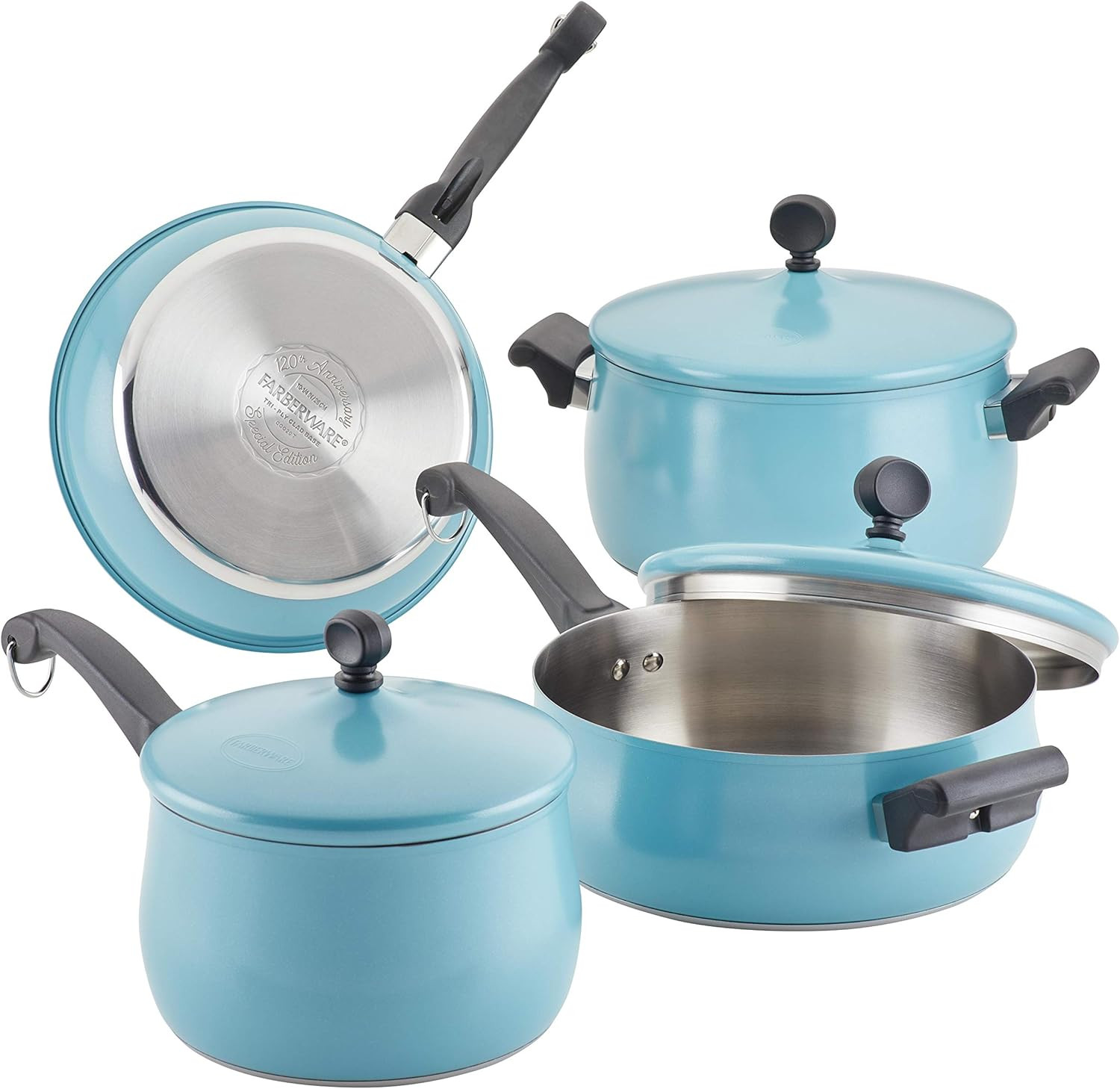 10-Piece Limited Edition Aqua Blue Stainless Steel Cookware Set