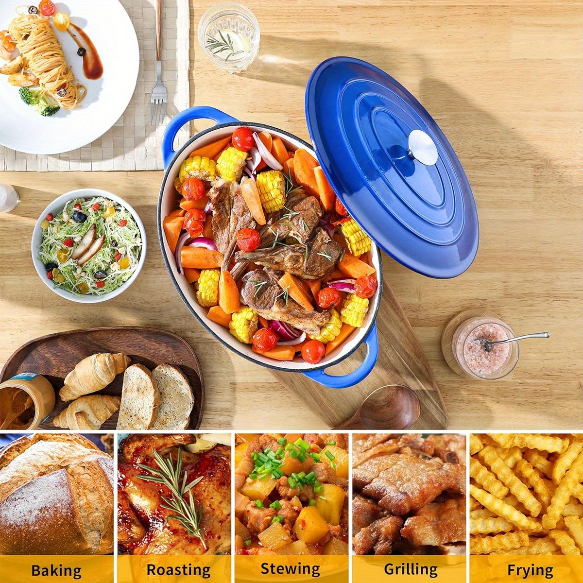 Enamel Stew Pot with Lid, Dutch Oven Pot 4.5QT,