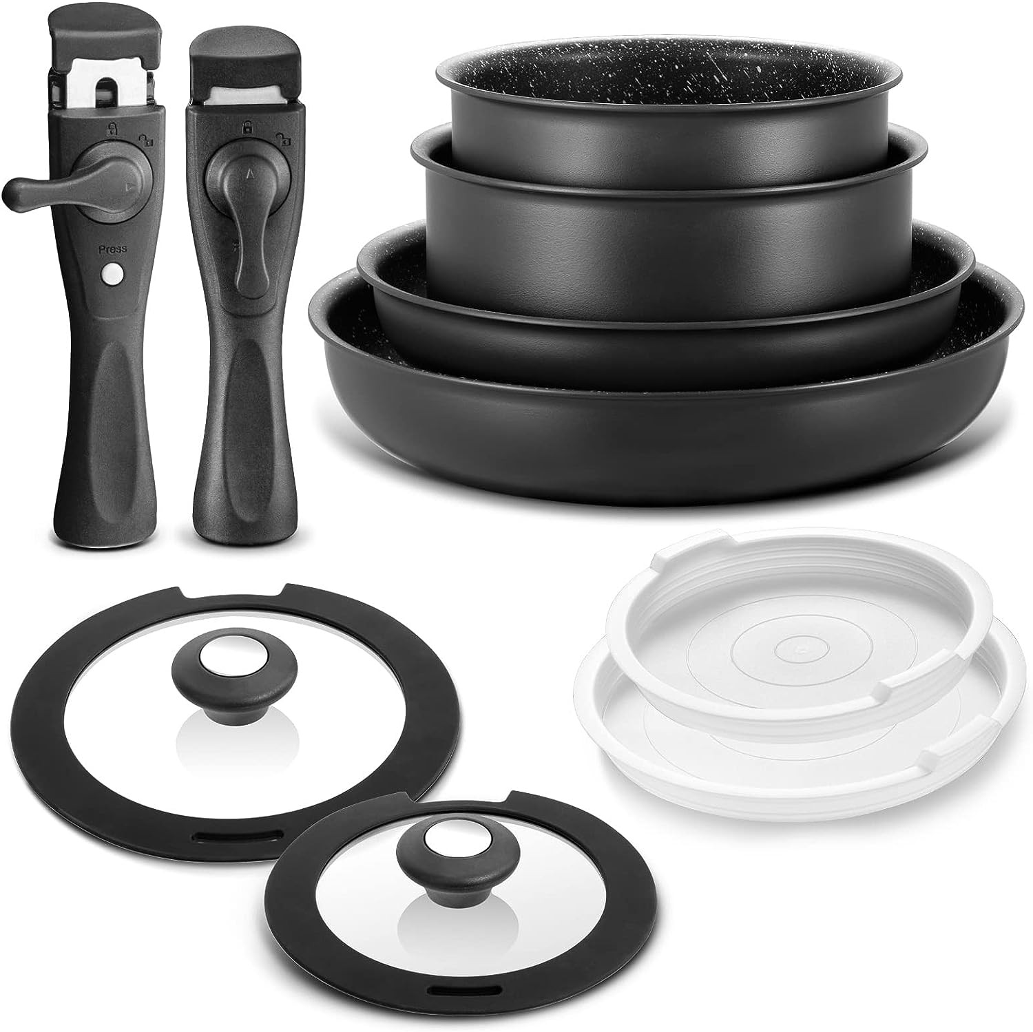 10-Piece Induction Cookware Set, Nonstick, Stackable, Dishwasher Safe, PFAS Free
