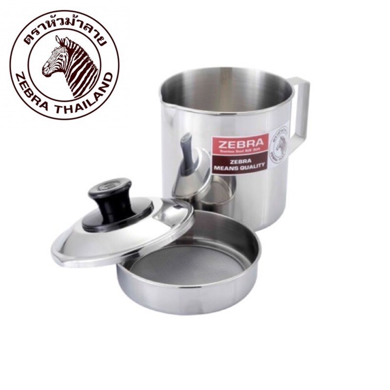 Thai Zebra Brand Stainless 1 Litre Multipurpose Filter Pot Pouring Mouth Silver