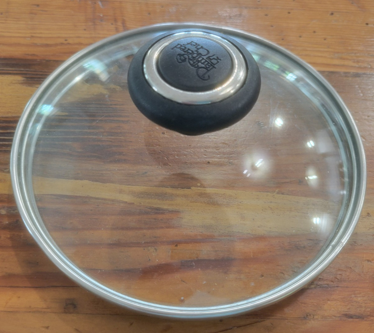 Pampered Chef 6″ Glass Replacement Lid Cover Cookware Pot Black Handle