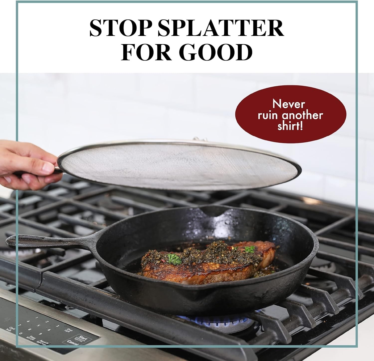 Splatter Screen for Frying Pan – 13 Inch Stainless Steel Grease Splatter Guard