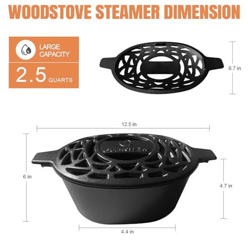 Quantfire Wood Stove Steamer Rust Resistant,Fireplace Humidifier Pot Cast Iron