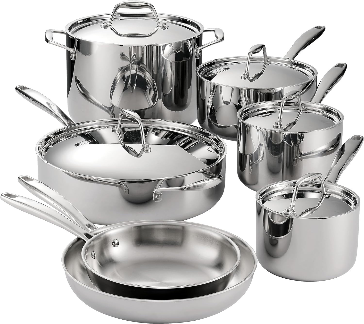 Tramontina Signature Tri-Ply Clad Stainless Steel 12-Piece Cookware Set with Lid