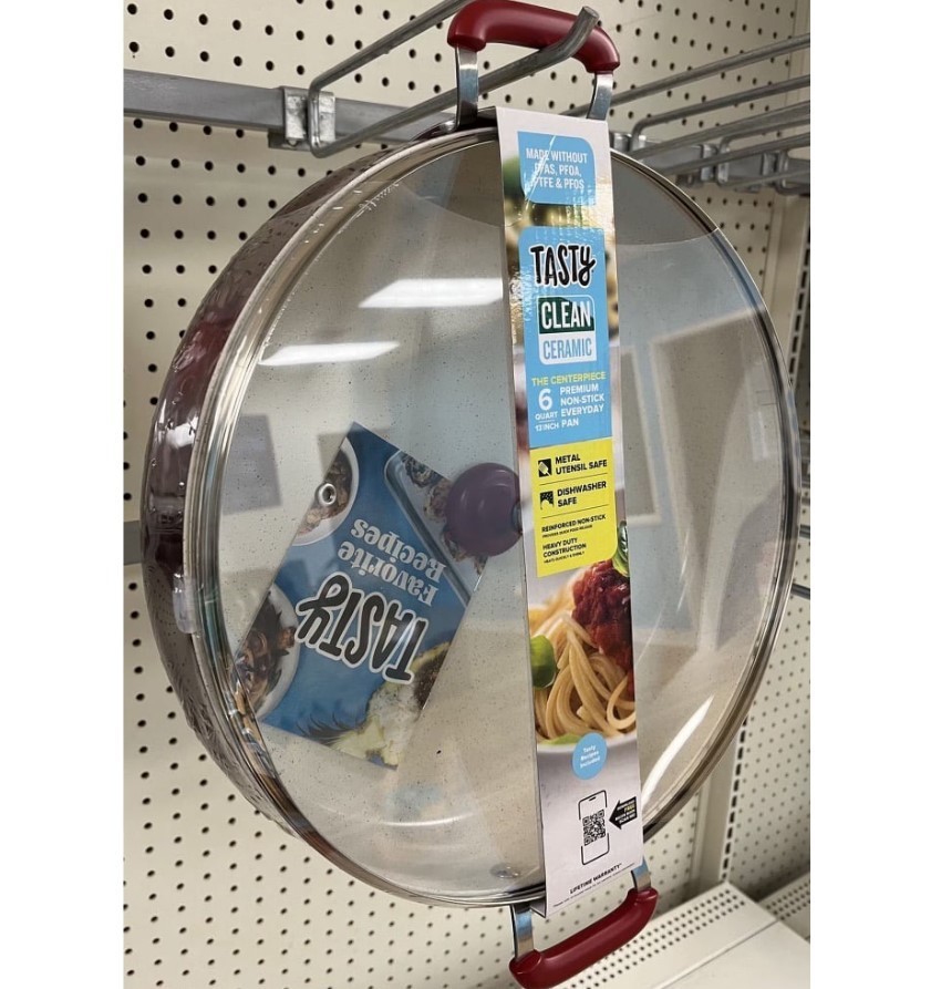 Tasty Clean Ceramic 13in Non-Stick Aluminum Centerpiece Sauté Pan with Glass Lid