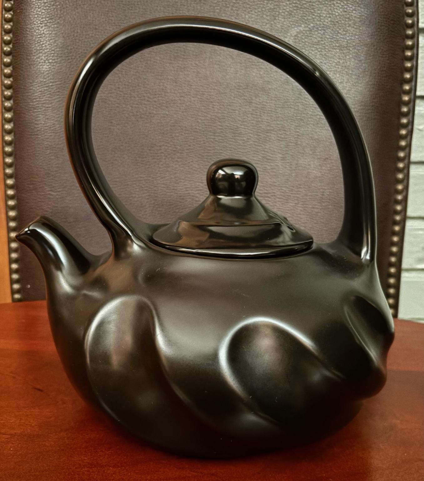 Rare Dr. Mercola Healthy Chef Black Ceramic Cookware Tea Pot with Lid