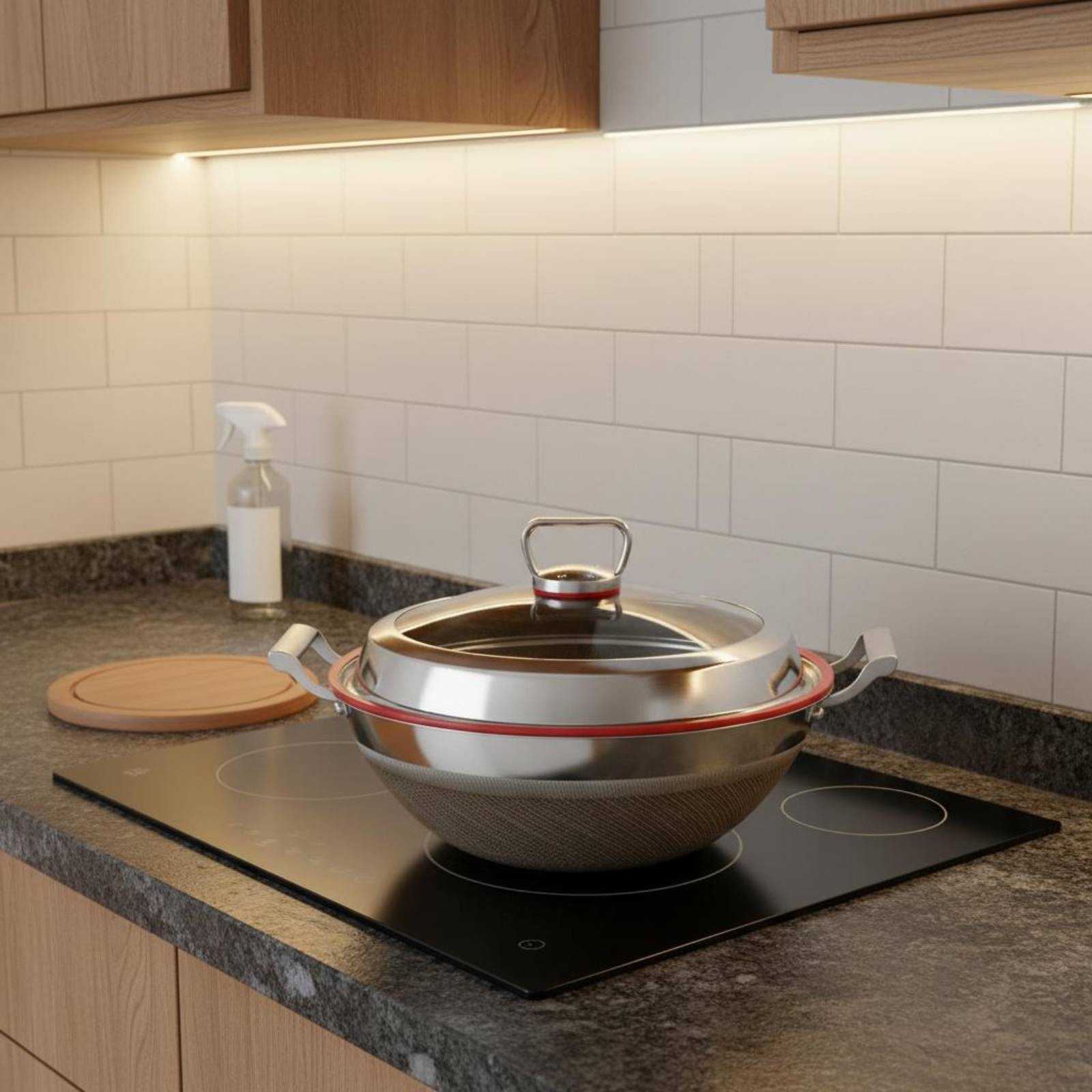 Stainless Steel Wok Nonstick Deep Wok Metal Utensil Safe for Cooktop Top